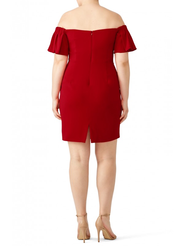 Red Off Shoulder Ruffle Dress