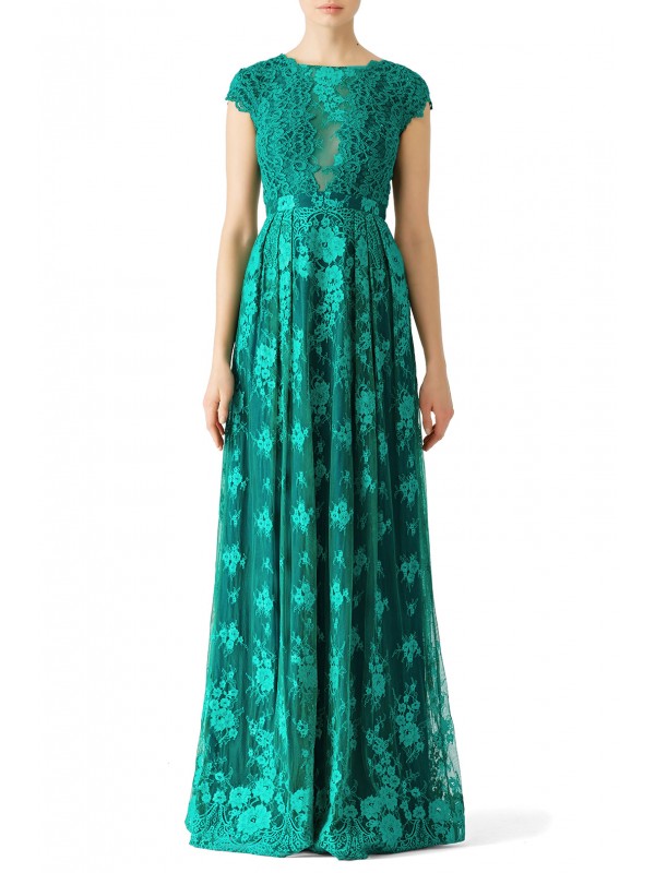 Green Floral Lace Gown