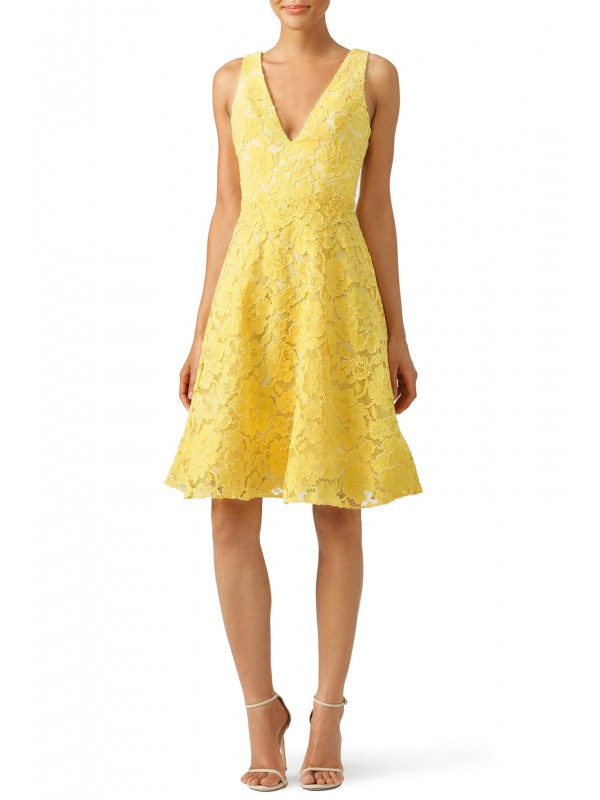 Yellow Lace Sleeveless Dress