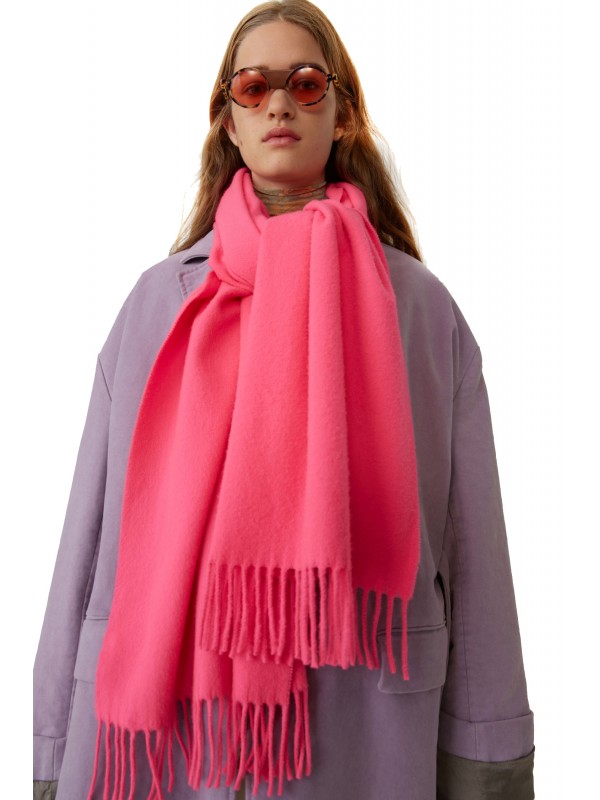 Fringed scarf pink fluo pink
