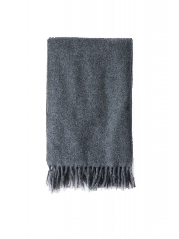 Narrow fringed scarf grey melange