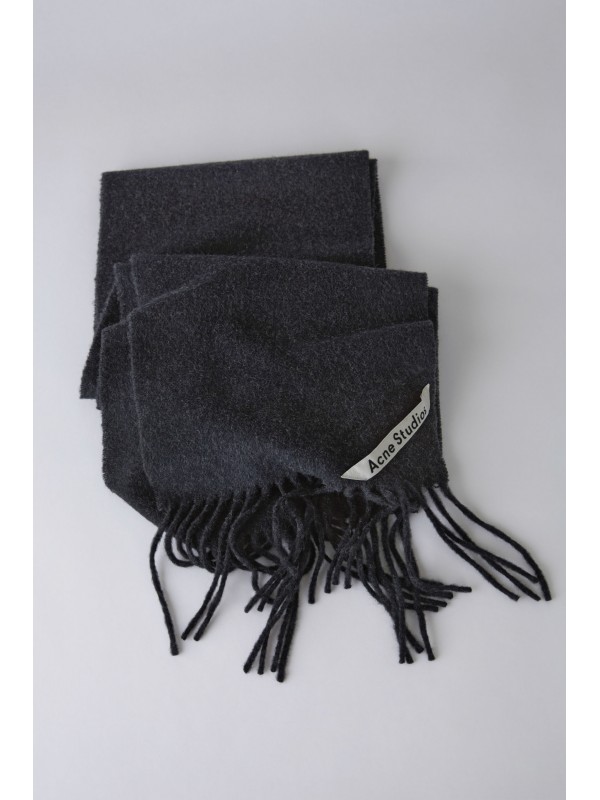 Skinny fringed scarf black melange