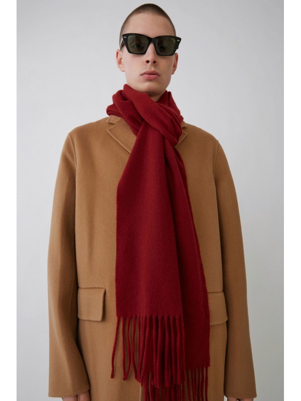 Skinny fringed scarf rust red