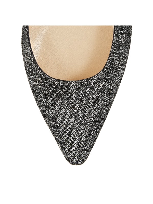 JIMMY ROMY FLAT Anthracite Lame Glitter Fabric Pointy Toe Flats